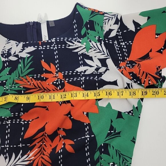 NY Collection Women's Navy Botanical Floral Jumpsuit With Waist Tie in a Size Me - Picture 15 of 16